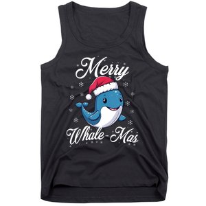 Merry Whalemas Whale With Santa Hat Orcas Christmas Puns Tank Top Tank Top