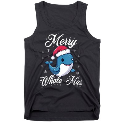 Merry Whalemas Whale With Santa Hat Orcas Christmas Puns Tank Top Tank Top