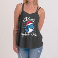 Merry Whalemas Whale With Santa Hat Orcas Christmas Puns Tank Top Women's Strappy Tank