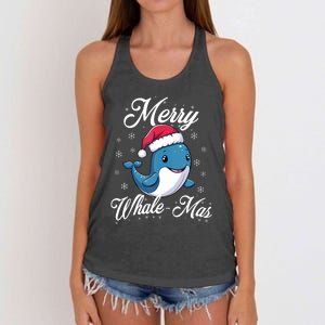 Merry Whalemas Whale With Santa Hat Orcas Christmas Puns Tank Top Women's Knotted Racerback Tank