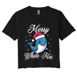 Merry Whalemas Whale With Santa Hat Orcas Christmas Puns Tank Top Women's Crop Top Tee