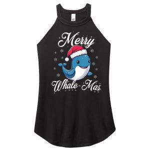 Merry Whalemas Whale With Santa Hat Orcas Christmas Puns Tank Top Women's Perfect Tri Rocker Tank