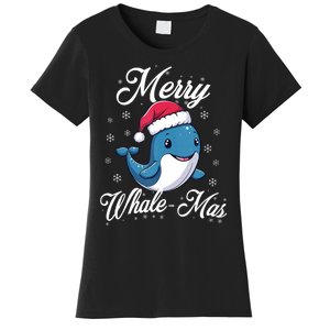 Merry Whalemas Whale With Santa Hat Orcas Christmas Puns Tank Top Women's T-Shirt