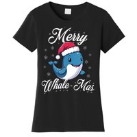 Merry Whalemas Whale With Santa Hat Orcas Christmas Puns Tank Top Women's T-Shirt