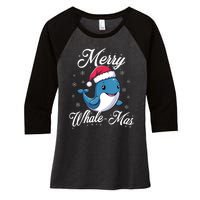 Merry Whalemas Whale With Santa Hat Orcas Christmas Puns Tank Top Women's Tri-Blend 3/4-Sleeve Raglan Shirt