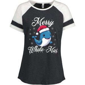 Merry Whalemas Whale With Santa Hat Orcas Christmas Puns Tank Top Enza Ladies Jersey Colorblock Tee