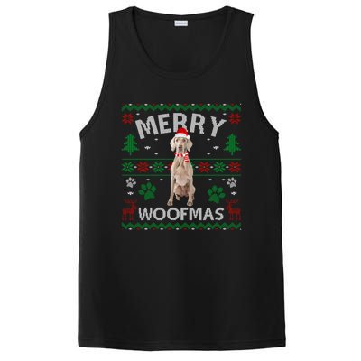 Merry Woofmas Weimaraner Ugly Sweater Santa Hat Great Gift PosiCharge Competitor Tank