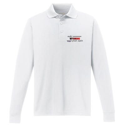 Make West Wyoming Great Again Performance Long Sleeve Polo