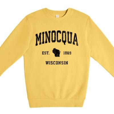 Minocqua Wisconsin Wi Vintage Athletic Premium Crewneck Sweatshirt