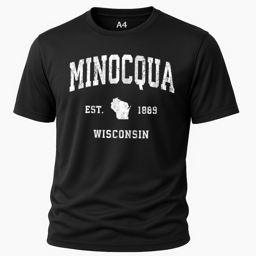 Minocqua Wisconsin Wi Vintage Athletic Cooling Performance Crew T-Shirt
