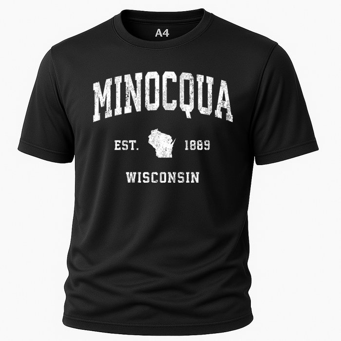 Minocqua Wisconsin Wi Vintage Athletic Cooling Performance Crew T-Shirt