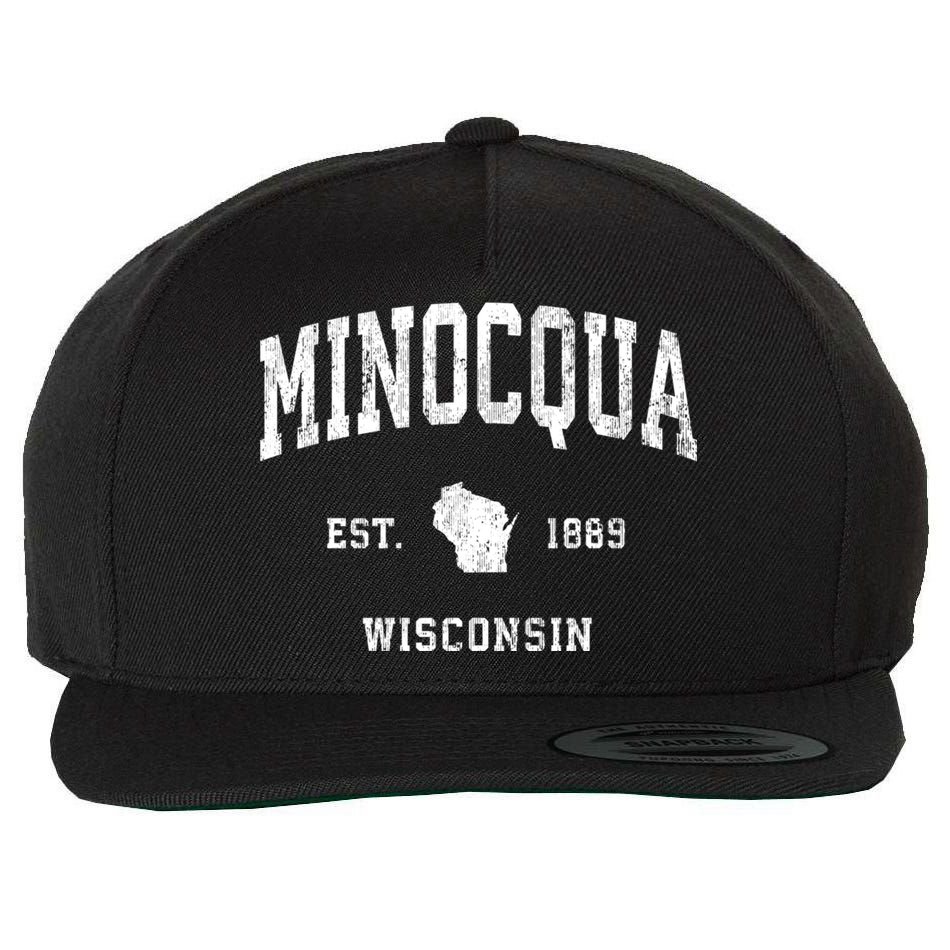 Minocqua Wisconsin Wi Vintage Athletic Wool Snapback Cap