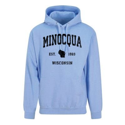 Minocqua Wisconsin Wi Vintage Athletic Unisex Surf Hoodie