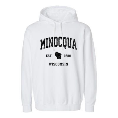 Minocqua Wisconsin Wi Vintage Athletic Garment-Dyed Fleece Hoodie