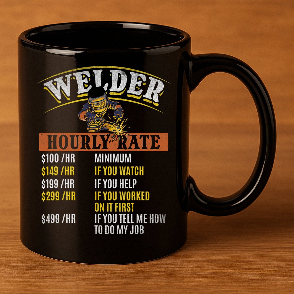 Metal Worker Welding MIG Welder Funny Welder Hourly Rate 11oz C Handle Ceramic Mug