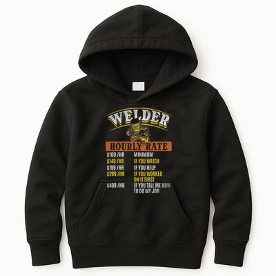 Metal Worker Welding MIG Welder Funny Welder Hourly Rate Kids Hoodie