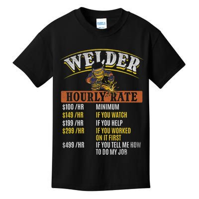 Metal Worker Welding MIG Welder Funny Welder Hourly Rate Kids T-Shirt