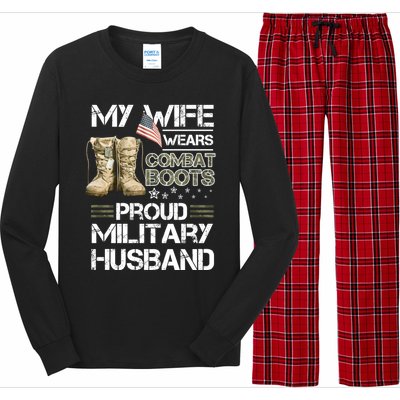 My Wife Wears Combat Boots Proud Military Husband Cute Gift Long Sleeve Pajama Set