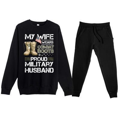 My Wife Wears Combat Boots Proud Military Husband Cute Gift Premium Crewneck Sweatsuit Set