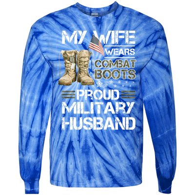 My Wife Wears Combat Boots Proud Military Husband Cute Gift Tie-Dye Long Sleeve Shirt