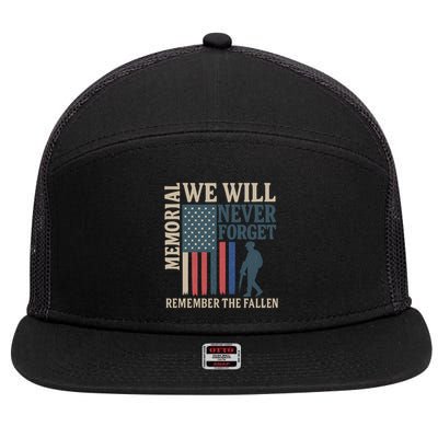 Memorial We Will Never Forget 7 Panel Mesh Trucker Snapback Hat