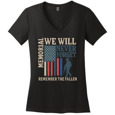 Memorial We Will Never Forget Women's V-Neck T-Shirt