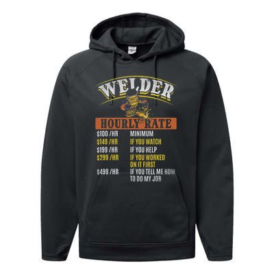 Metal Worker Welding MIG Welder Funny Welder Hourly Rate Performance Fleece Hoodie