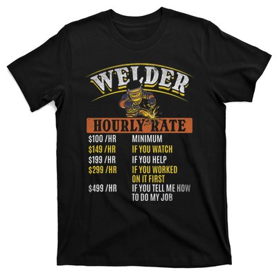 Metal Worker Welding MIG Welder Funny Welder Hourly Rate T-Shirt