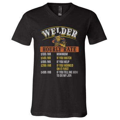 Metal Worker Welding MIG Welder Funny Welder Hourly Rate V-Neck T-Shirt