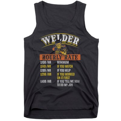 Metal Worker Welding MIG Welder Funny Welder Hourly Rate Tank Top