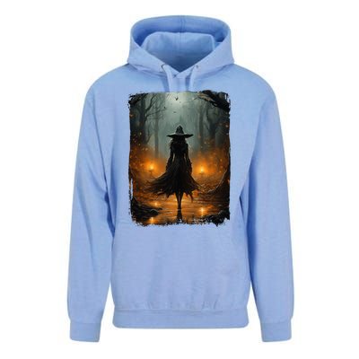 Mystical Witch Walking The Forest Halloween Gothic Painting Unisex Surf Hoodie