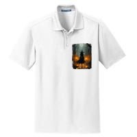 Mystical Witch Walking The Forest Halloween Gothic Painting Dry Zone Grid Polo