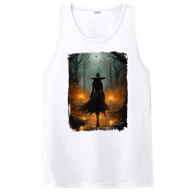 Mystical Witch Walking The Forest Halloween Gothic Painting PosiCharge Competitor Tank