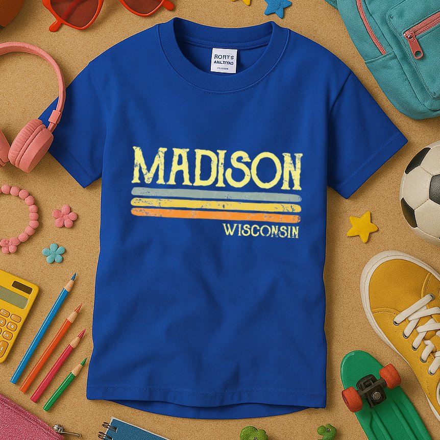 Madison Wisconsin Wi Love Gift Souvenir Kids T-Shirt