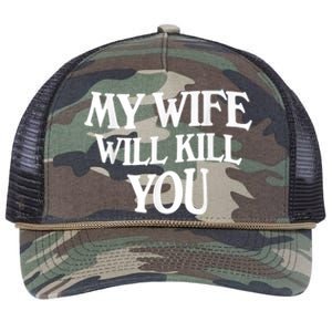 My Wife Will Kill You Funny Husband Warning Retro Rope Trucker Hat Cap