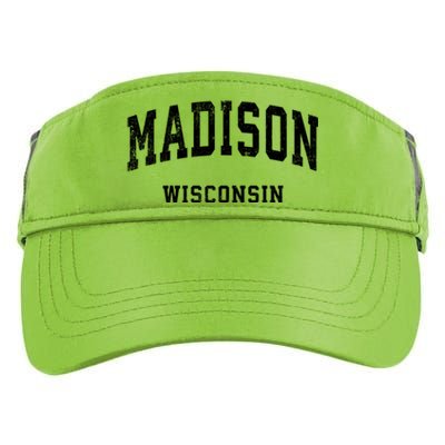 Madison Wisconsin Wi Vintage Athletic Sports Adult Drive Performance Visor