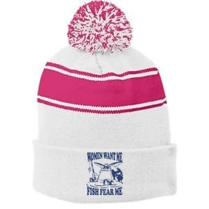 Mamono World Women Want Me Fish Fear Me Stripe Pom Pom Beanie