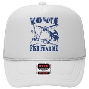 Mamono World Women Want Me Fish Fear Me High Crown Mesh Back Trucker Hat