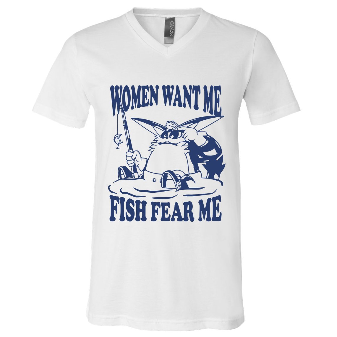 Mamono World Women Want Me Fish Fear Me V-Neck T-Shirt