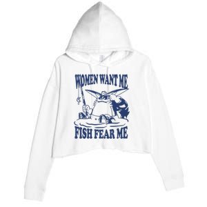 Mamono World Women Want Me Fish Fear Me Crop Fleece Hoodie