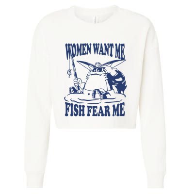 Mamono World Women Want Me Fish Fear Me Cropped Pullover Crew