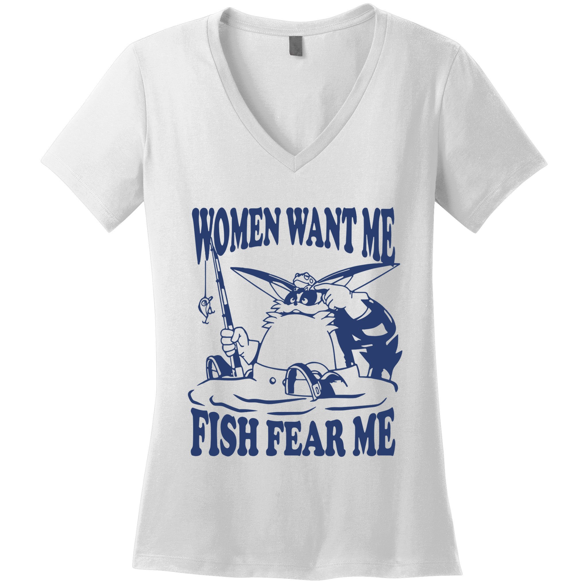 Mamono World Women Want Me Fish Fear Me Women's V-Neck T-Shirt
