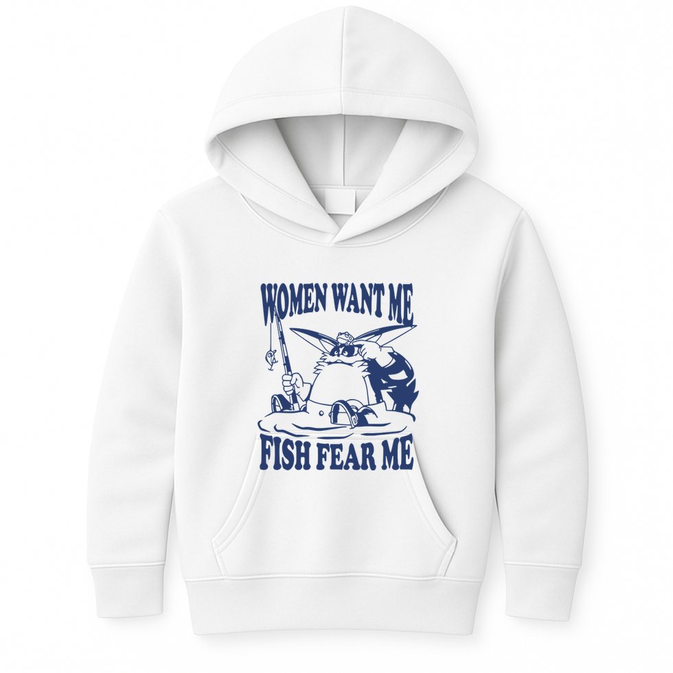 Mamono World Women Want Me Fish Fear Me Kids Hoodie