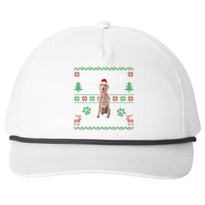 Merry Woofmas Weimaraner Ugly Sweater Santa Hat Gift Snapback Five-Panel Rope Hat