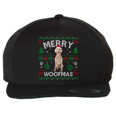 Merry Woofmas Weimaraner Ugly Sweater Santa Hat Gift Wool Snapback Cap