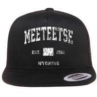 Meeteetse Wyoming Wy Vintage Athletic Sports Design Flat Bill Trucker Hat