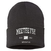 Meeteetse Wyoming Wy Vintage Athletic Sports Design Sustainable Knit Beanie