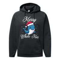 Merry Whalemas Whale With Santa Hat Orcas Christmas Puns Performance Fleece Hoodie