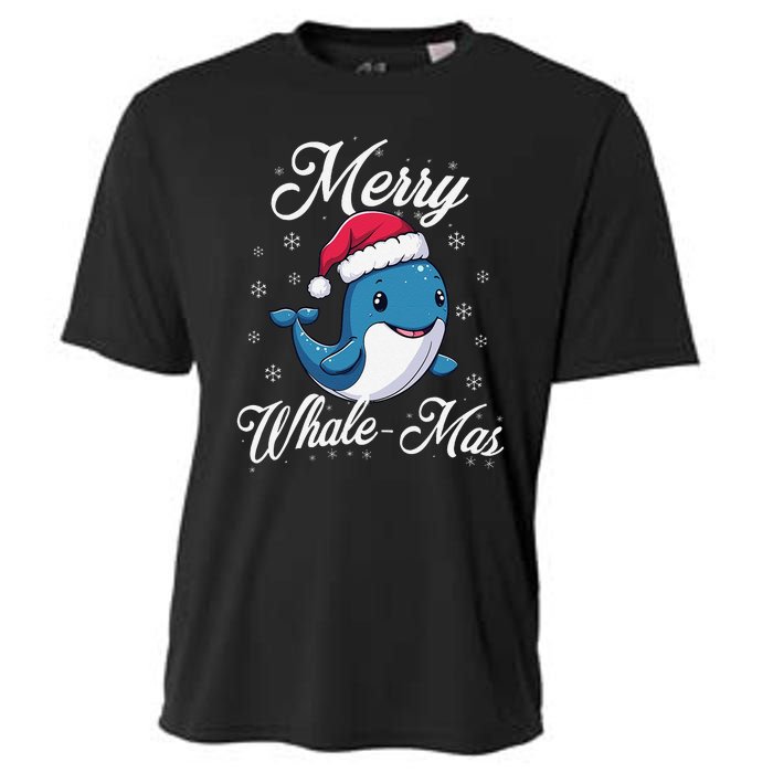 Merry Whalemas Whale With Santa Hat Orcas Christmas Puns Cooling Performance Crew T-Shirt