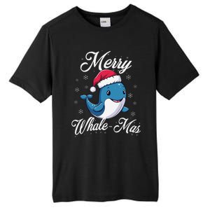 Merry Whalemas Whale With Santa Hat Orcas Christmas Puns Tall Fusion ChromaSoft Performance T-Shirt